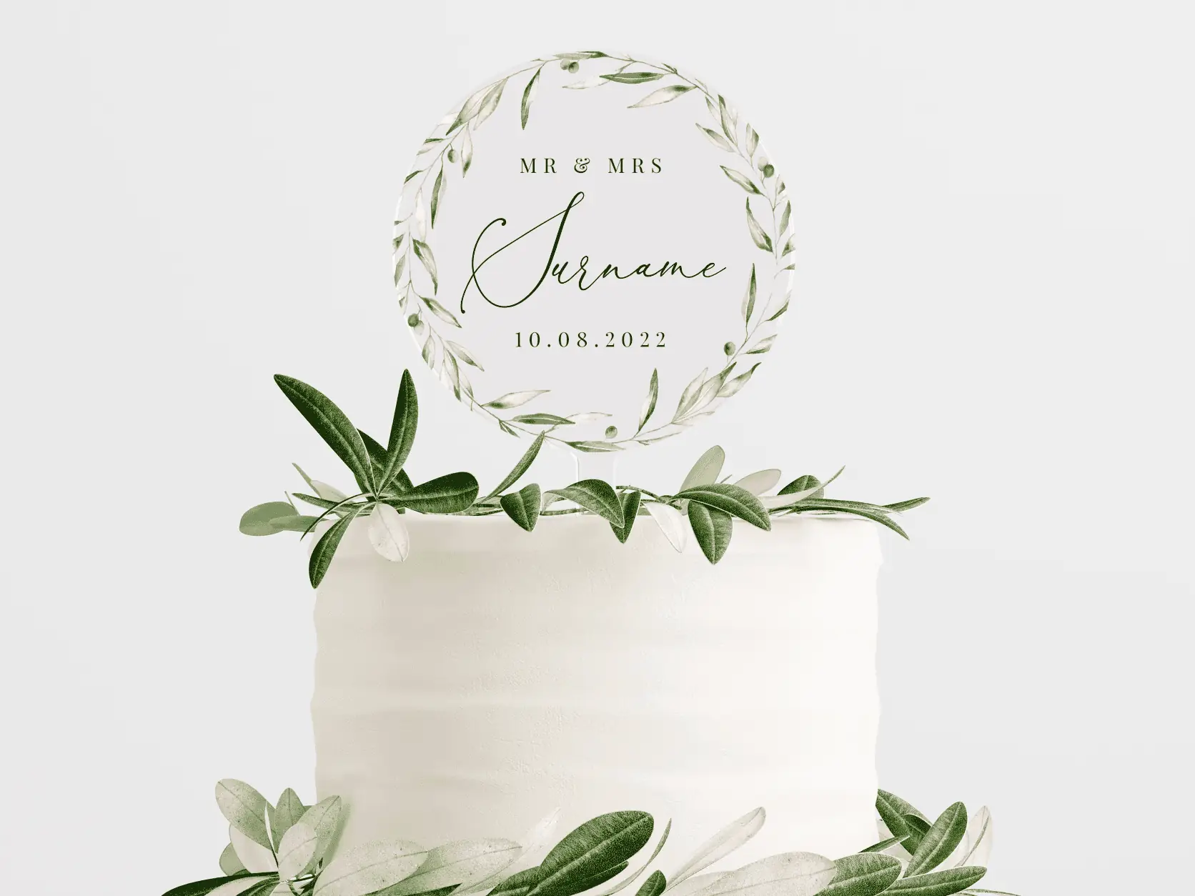 Personalised Cake Topper Acrylic - Olive